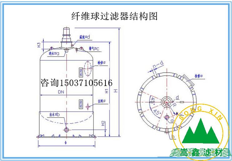 纖維球過濾器結構圖 纖維球過濾器結構圖